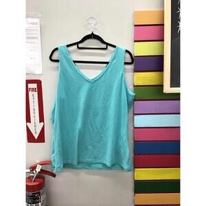 Beautiful Lawrence zarian teal vneck tank size large new from qvc